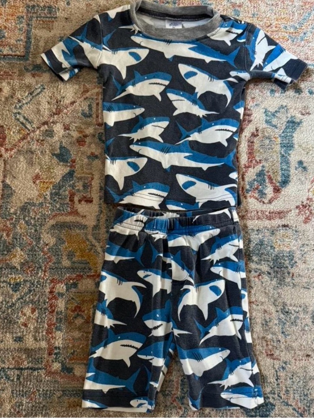 Mini Boden Shark Print Cotton Matching Set